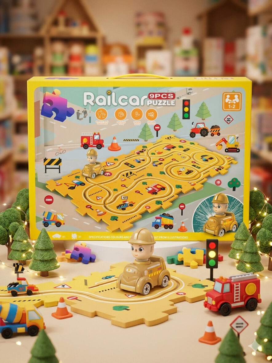 🚗 بازل المسارات والسيارة المضيئة: Railcar Puzzle! 🧩 من 9 قطع عملاقة ✨