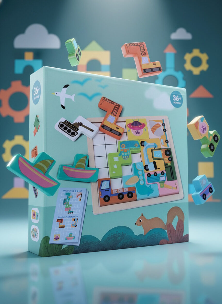 🧩 لعبة التركيب الذكي: Wooden Puzzle Board! 🚜 ركّب واكتشف!