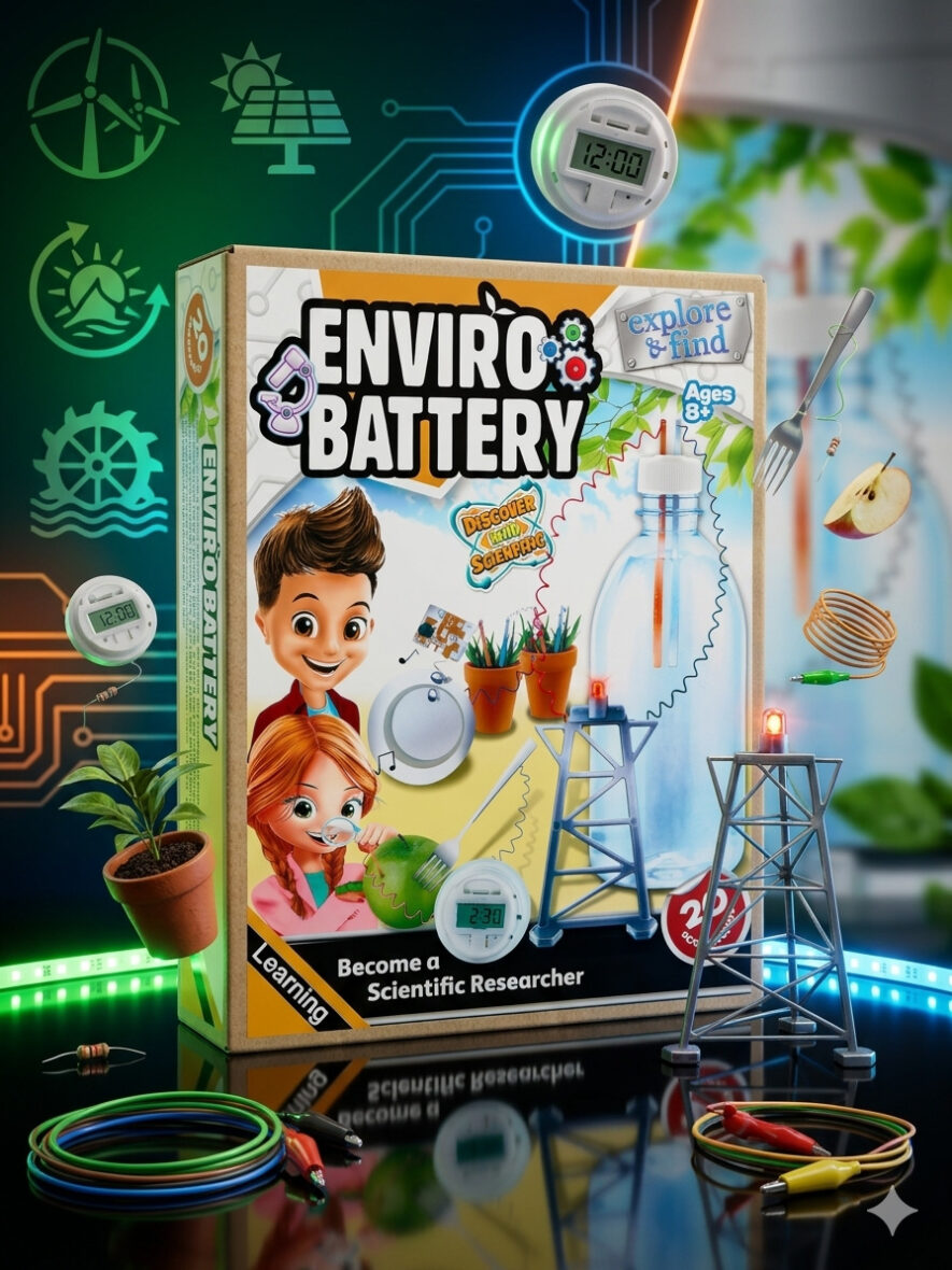 ​Enviro Battery – بطارية البيئة العلمية! 🔋 تفاحة وشوية مية يشغلوا ساعة!