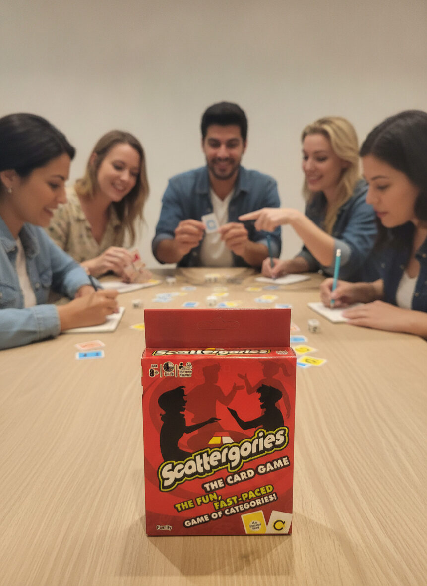 Scattergories: The Card Game – لعبة الكروت والتصنيفات السريعة! 🃏 اعصر مخك.. هات الكلمة.. واكسب اللمة! ​تحدي تفكير خاطف وموت ضحك، مثالي للمات الصحاب والقعدات العائلية اللي مابتتنسيش! 💥🚀