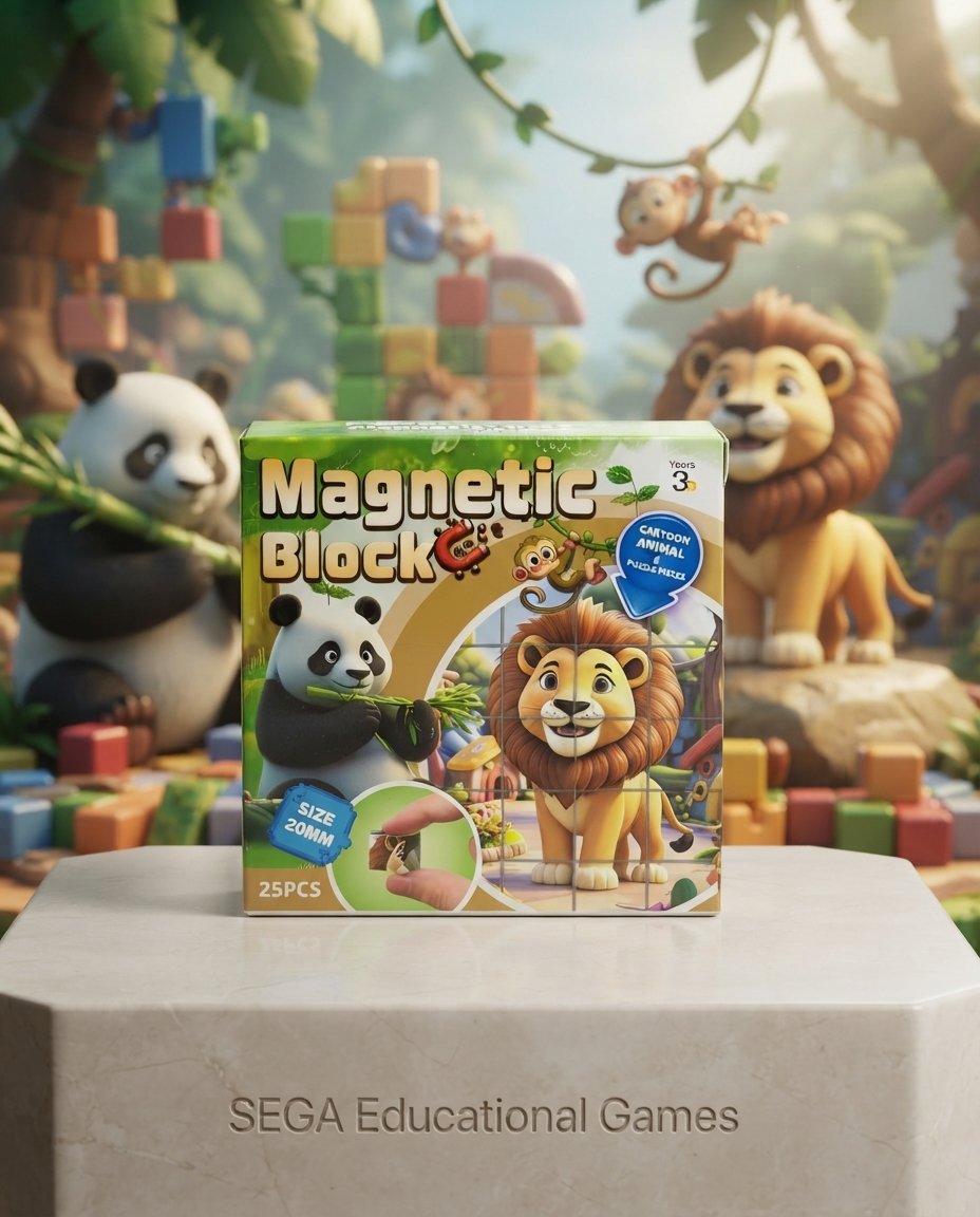 MAGNETIC BLOCK – لعبة المكعبات المغناطيسية وتركيب الحيوانات 🧩🦁