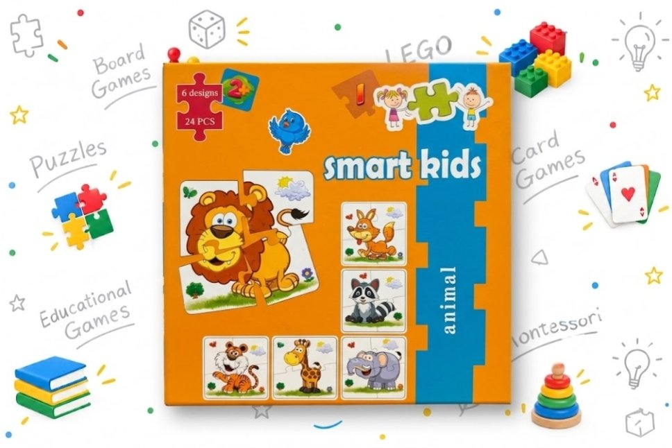 🦁 لعبة Smart Kids (Animal Puzzles): مغامرة تركيب الحيوانات البرية الممتعة للصغار!
